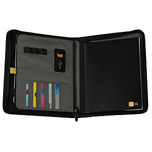 Additional Image 3 - a black leather folder with a pen and a pen
