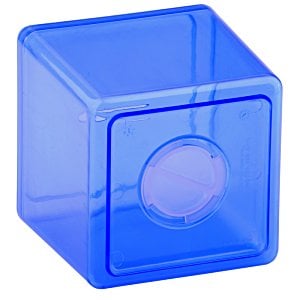 Additional Image 1 - a blue plastic cube with a white circle inside