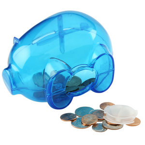 Additional Image 1 - a blue piggy bank with coins