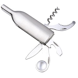 Additional Image 1 - a silver bottle opener with a corkscrew