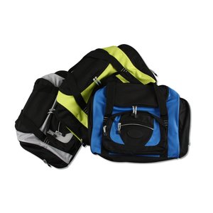 Additional Image 3 - a stack of black and blue striped socks