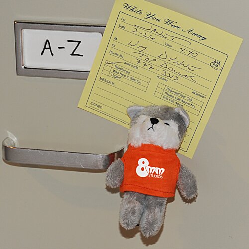 Additional Image 2 - a stuffed animal with a yellow paper attached to it