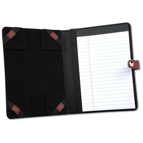 Additional Image 1 - a black leather folder with a white paper inside