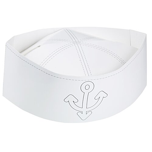 Additional Image 3 - a white sailor hat with a anchor on it