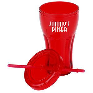 Additional Image 1 - a red plastic cup with straws