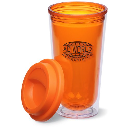 Additional Image 2 - an orange plastic cup with lid