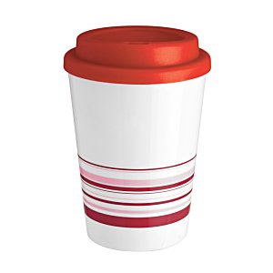 Additional Image 1 - a white and red coffee cup with a red lid