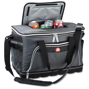 Additional Image 1 - a grey cooler bag with a black strap