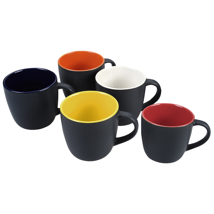thumbnail image 2 of Elanze Designs Color Pop Ceramic Mugs - Set Of 4, 16 Oz, Glossy Yellow & Black 2 of 14