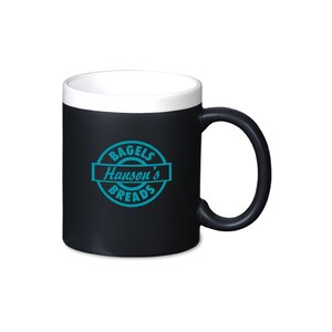 Additional Image 1 - a black and white mug with a blue logo