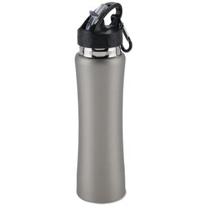 Additional Image 1 - a silver water bottle with a black lid
