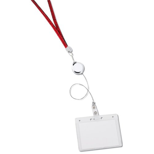 Additional Image 1 - a white square on a red lanyard