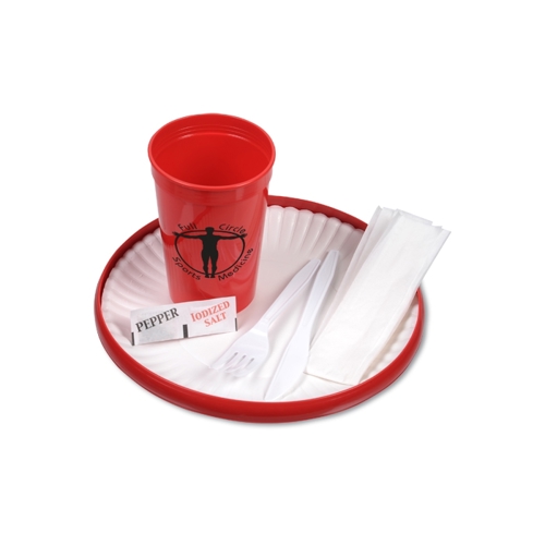 Additional Image 3 - a red cup and a white napkin on a red plate