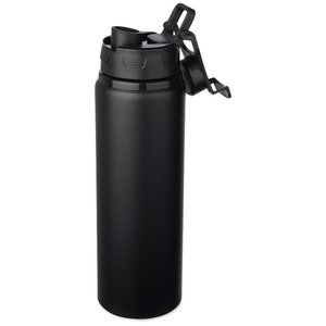 Additional Image 1 - a black water bottle with a black lid