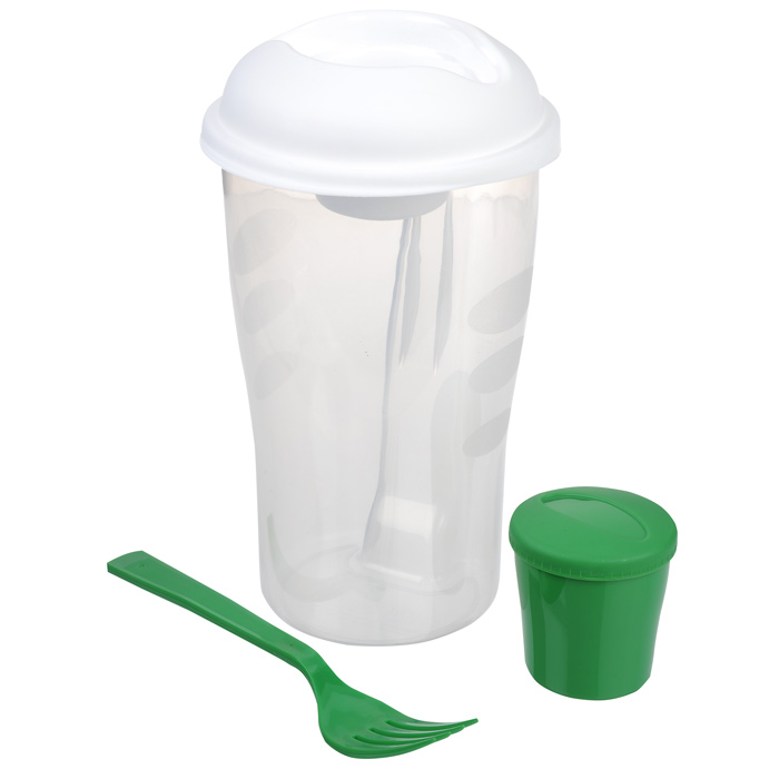 Salad Shaker Container with Fork and Dressing Container with your