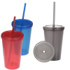 View Image 2 of 2 of Economy Double Wall Tumbler with Straw - 16 oz.