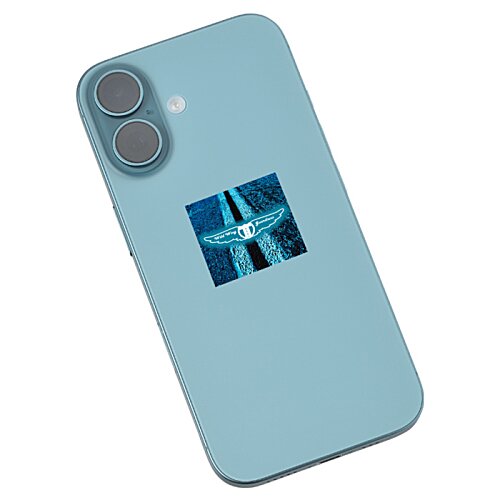 Additional Image 3 - a white cell phone with a blue square screen