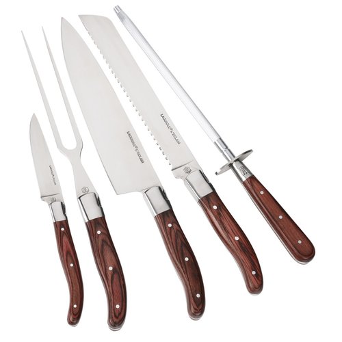 Additional Image 1 - a group of knives with brown handles