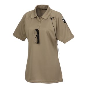 Additional Image 2 - a tan shirt with a black logo