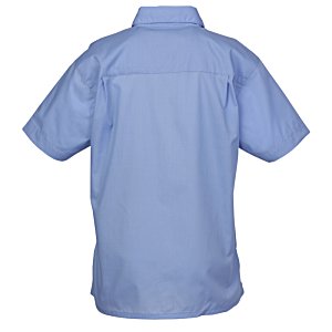 Additional Image 1 - a back view of a blue shirt