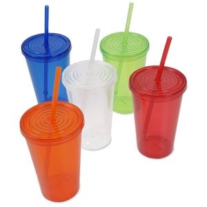 Additional Image 1 - a group of plastic cups with straws