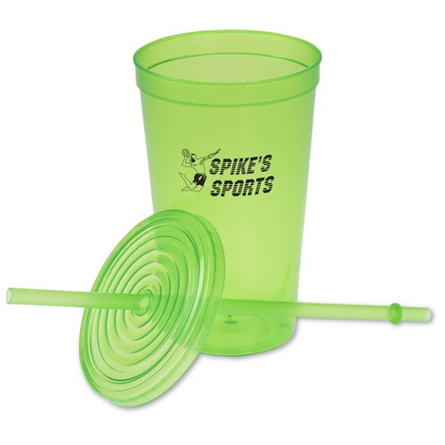 Additional Image 2 - a green plastic cup and a straw