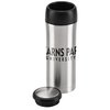 a silver and black thermos