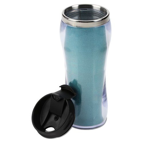 Additional Image 1 - a blue water bottle with a black cap