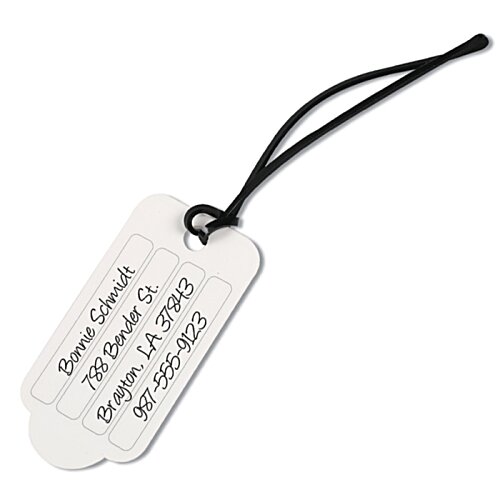 Additional Image 1 - a white tag with black string