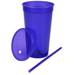 Additional Image 2 - a blue plastic cup with lid