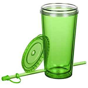 Additional Image 2 - a green tumbler with a straw