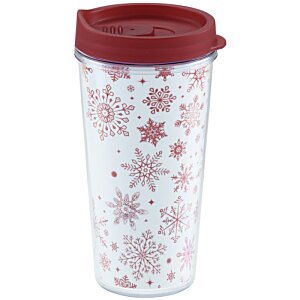 Additional Image 3 - a white and red tumbler with a red lid