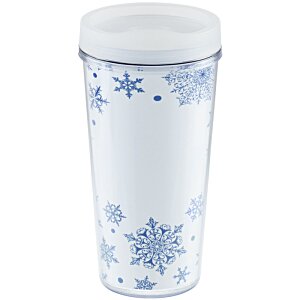 Additional Image 1 - a white and blue cup with a lid