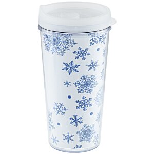 Additional Image 2 - a white and blue tumbler with a lid