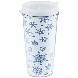 Additional Image 3 - a white and blue tumbler with a lid