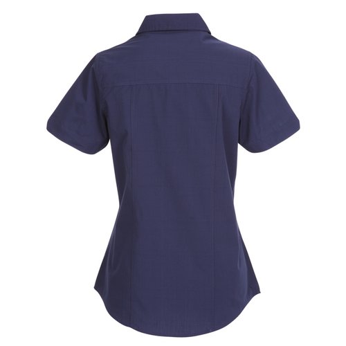 Additional Image 1 - a back view of a blue shirt
