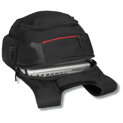 Additional Image 1 - a black backpack with a red stripe