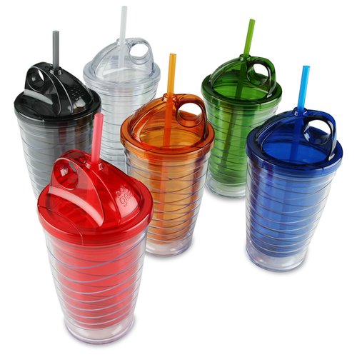 Additional Image 1 - a group of colorful cups with straws