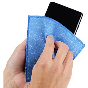 Additional Image 1 - a hand holding a cell phone with a blue cloth