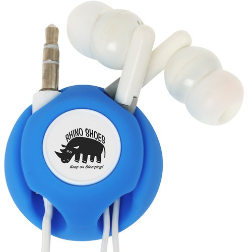 Additional Image 2 - a blue and white earbuds