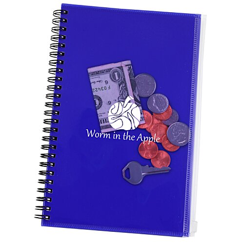 Additional Image 2 - a blue spiral notebook with a logo on it