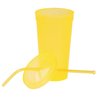a yellow cup with straw