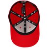 a red hat with black and white design