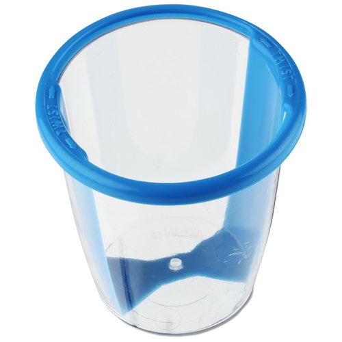 Additional Image 1 - a clear plastic cup with a blue rim