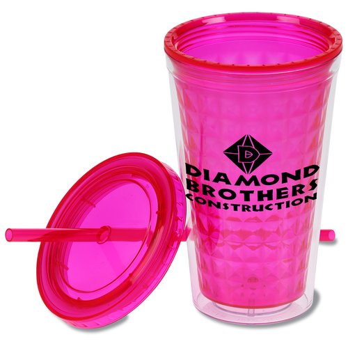 Additional Image 1 - a pink plastic cup with a straw