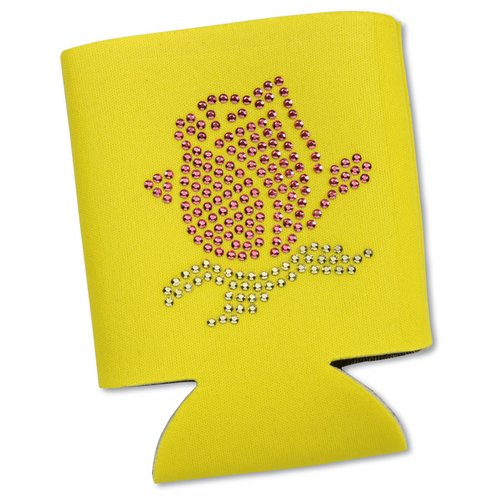 Additional Image 1 - a yellow can cooler with a picture of a owl