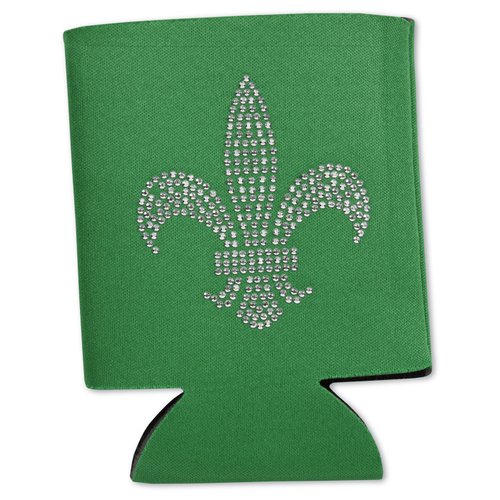 Additional Image 1 - a green can cooler with a fleur de lis design