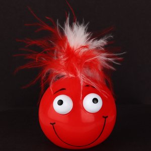 Additional Image 3 - a red toy with eyes and a white tail