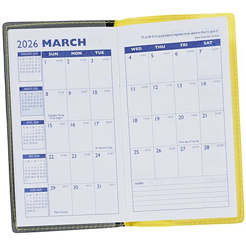 Additional Image 1 - a calendar with blue and yellow trim