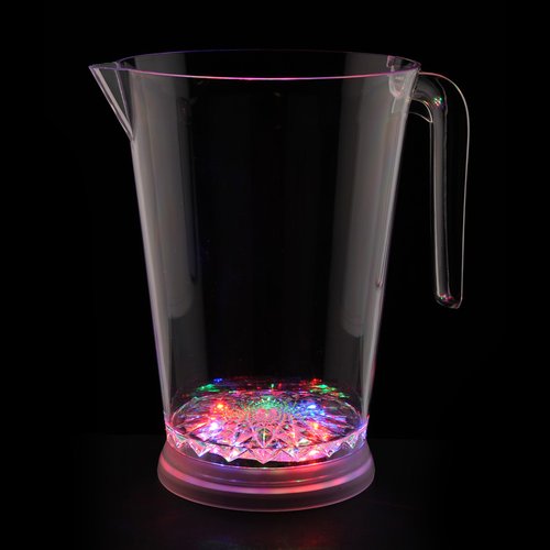 Additional Image 2 - a glass pitcher with a handle and a handle with red and blue lights